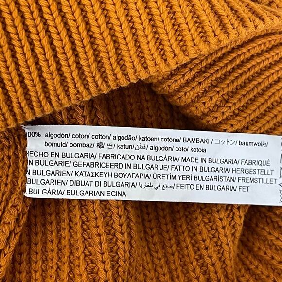 2/$30 ZARA Purl Knit Cotton Turtle Neck Sweater Medium Orange Long Sleeve #6174 - Picture 11 of 14